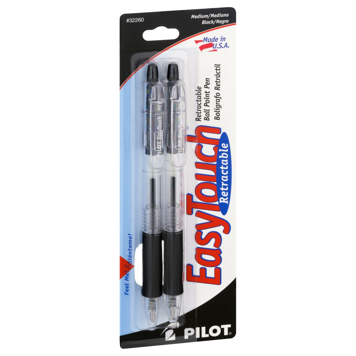 slide 3 of 9, EasyTouch Medium Black Retractable Ball Point Pen 2 ea, 2 ct