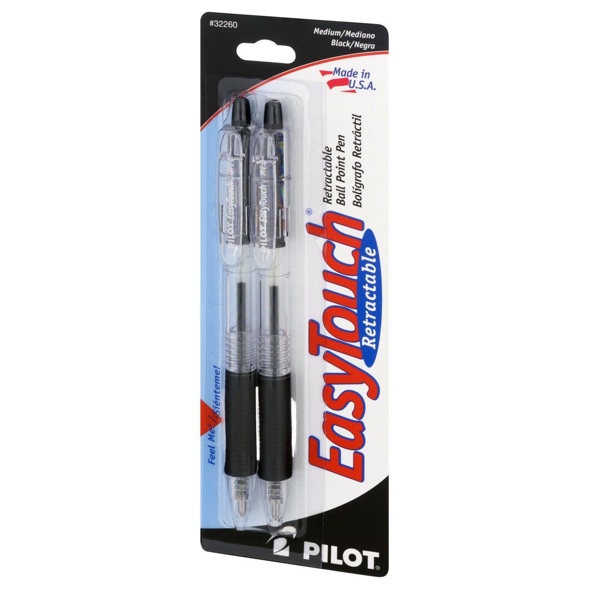 slide 8 of 9, EasyTouch Medium Black Retractable Ball Point Pen 2 ea, 2 ct