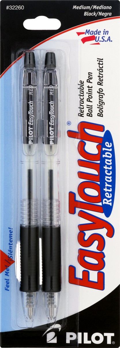 slide 6 of 9, EasyTouch Medium Black Retractable Ball Point Pen 2 ea, 2 ct