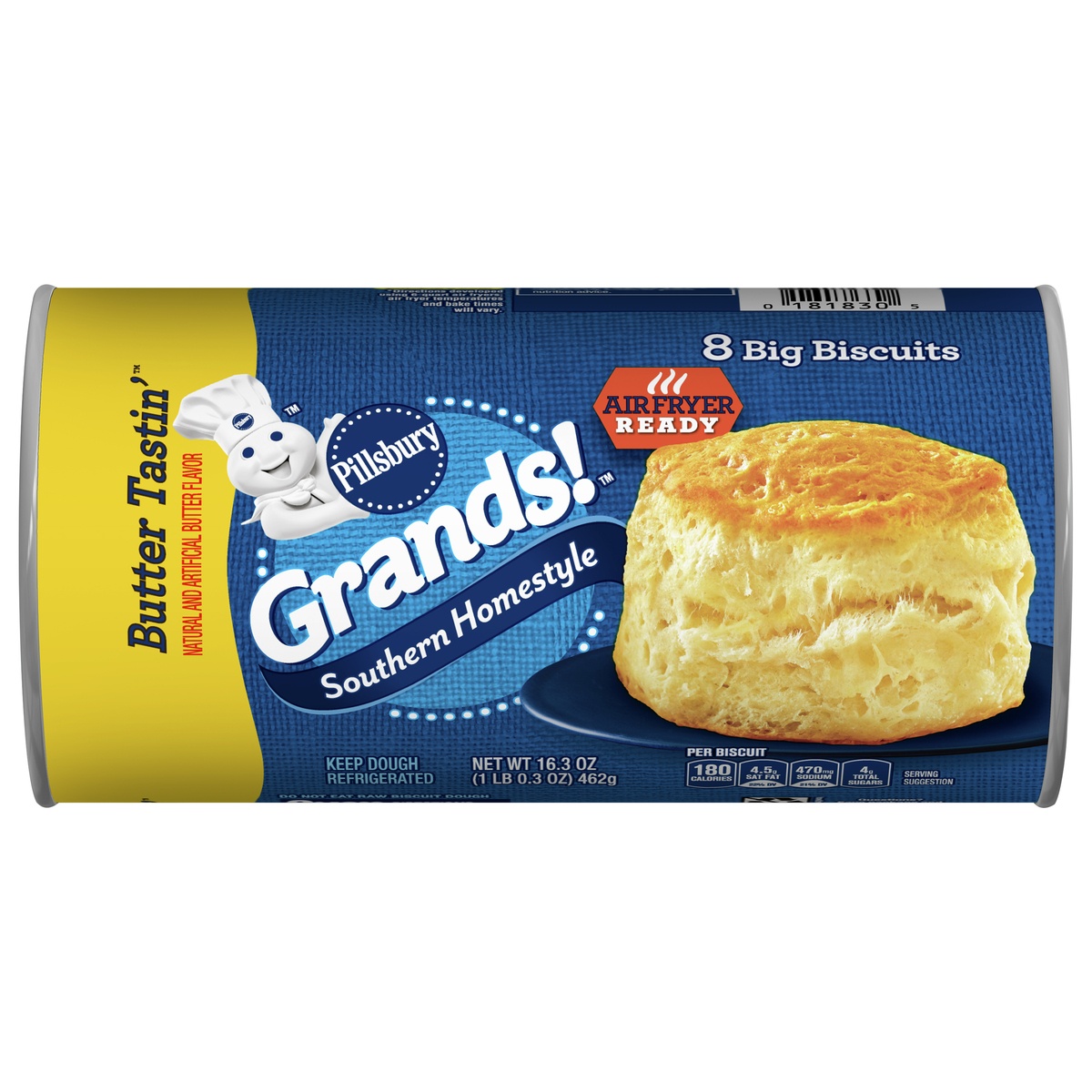 slide 1 of 1, Pillsbury Grands! Southern Homestyle Butter Tastin' Biscuits, 8 ct., 16.3 oz., 8 ct