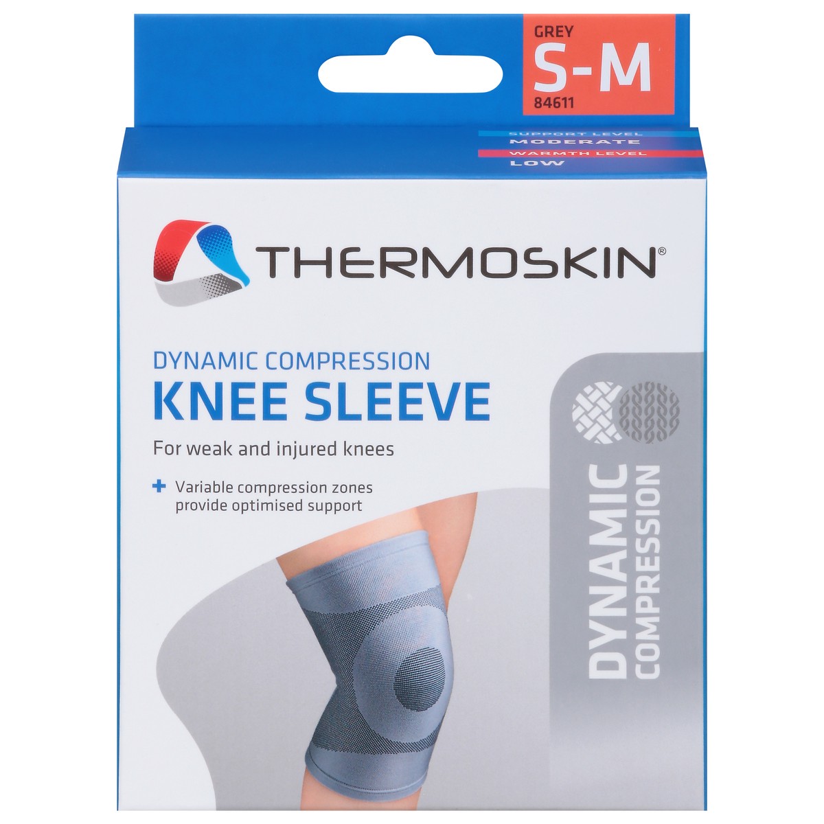 slide 1 of 12, Thermoskin Dynamic Compression Knee Sleeve, S/M, SM/MED