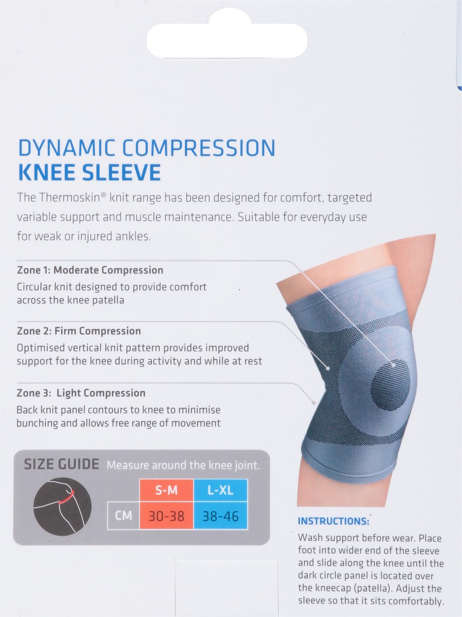 slide 9 of 12, Thermoskin Dynamic Compression Knee Sleeve, S/M, SM/MED