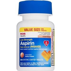 slide 1 of 1, CVS Health Low Strength Aspirin 81 Mg Enteric Coated Tablets, 365 Ct, 1 ct