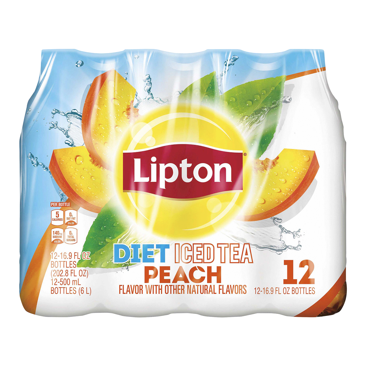 slide 1 of 5, Lipton Diet Peach Tea, 12 ct; 16.9 fl oz