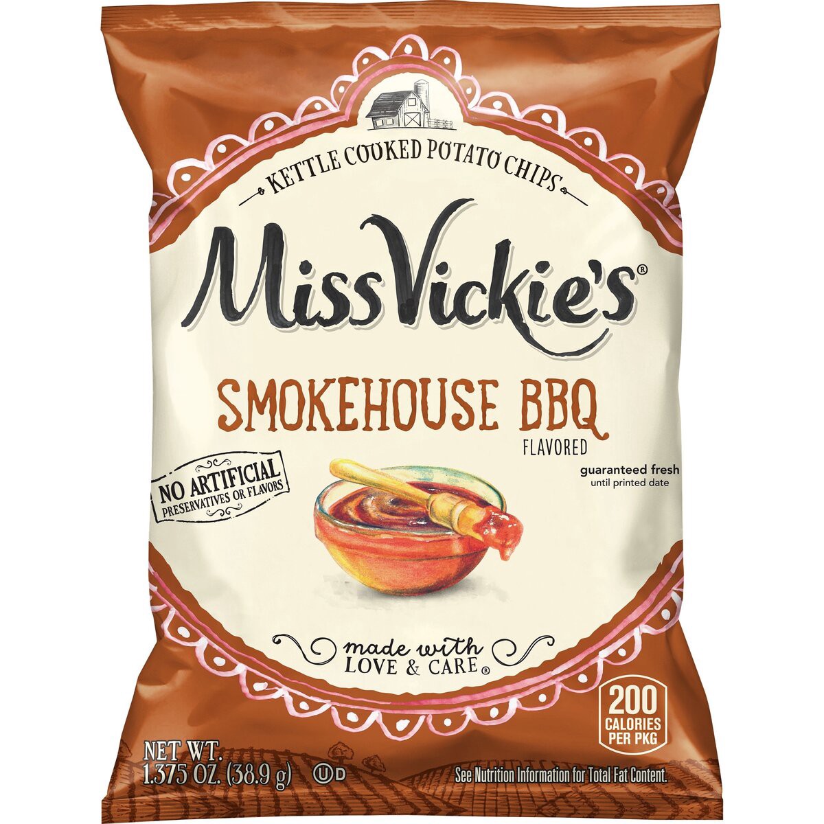 slide 1 of 5, Miss Vickie's Potato Chips, Smokehouse BBQ Flavored, 1.38 oz