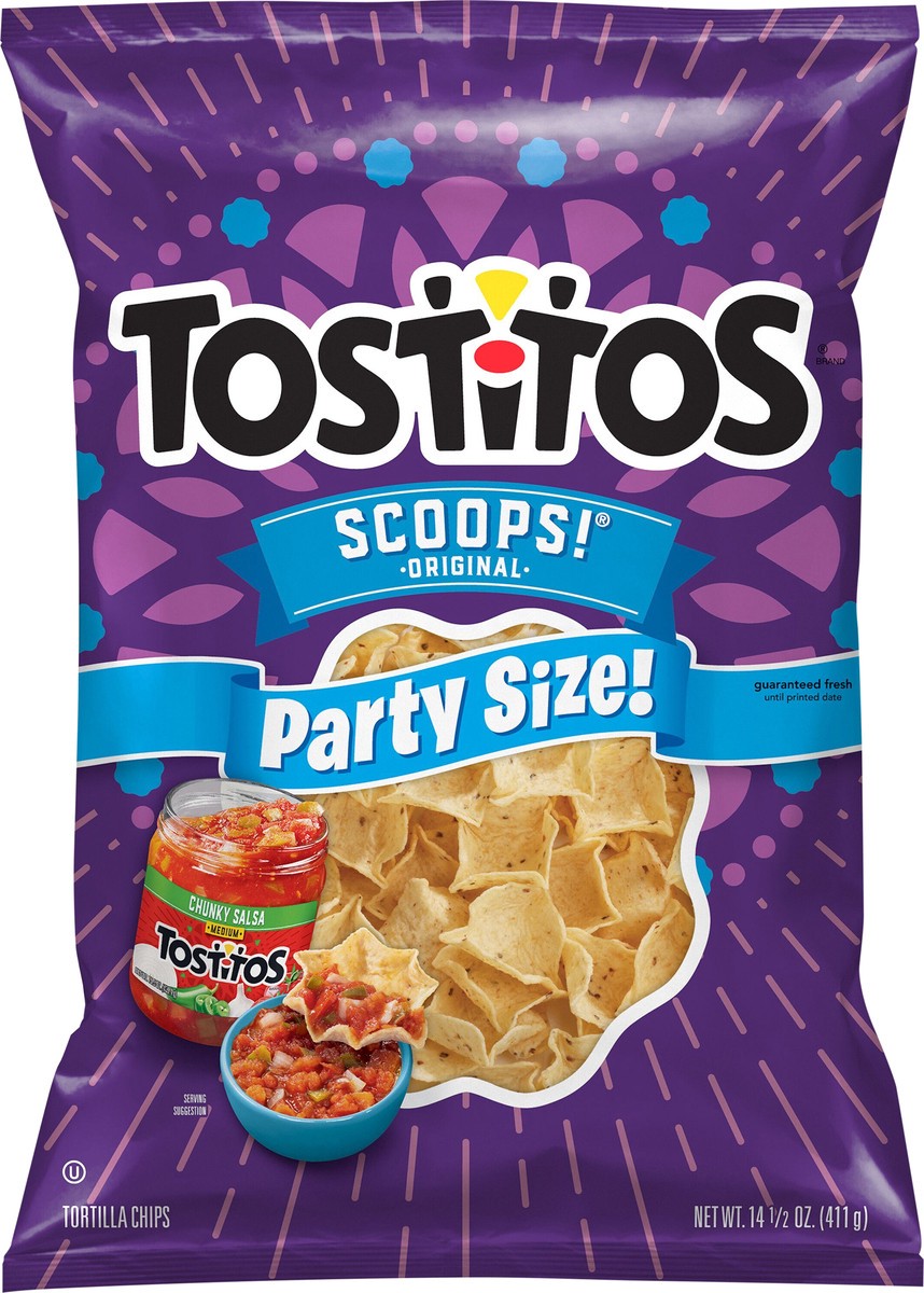 slide 1 of 3, Tostitos Tortilla Chips, Scoops, Party Size!, 14.5 oz