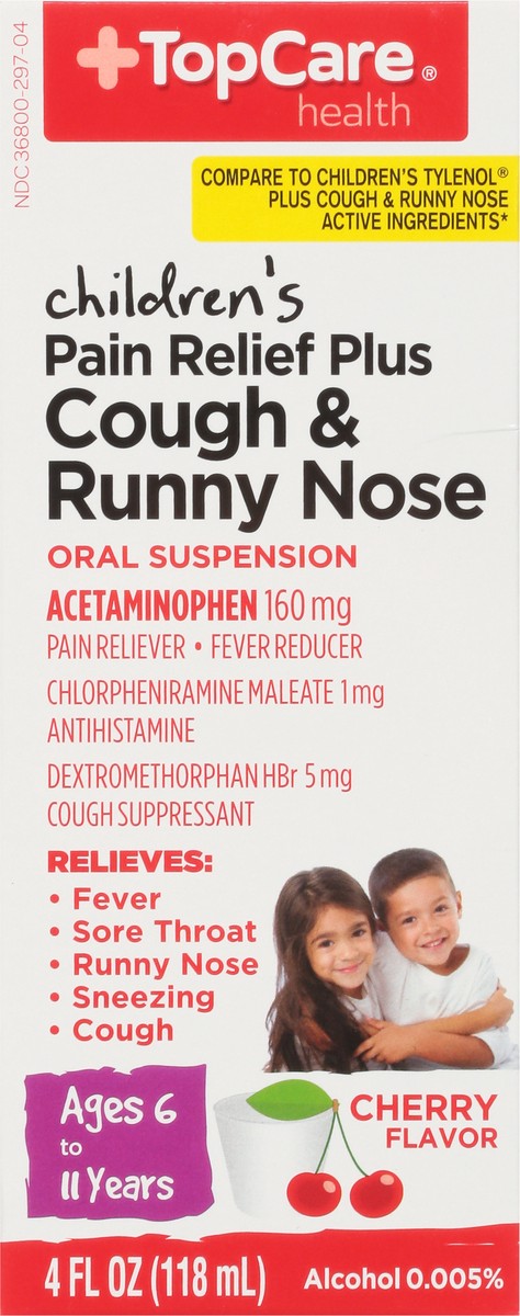 slide 8 of 9, TopCare Health Children's Cough & Runny Nose Cherry Flavor Pain Relief Plus 4 fl oz, 4 fl oz