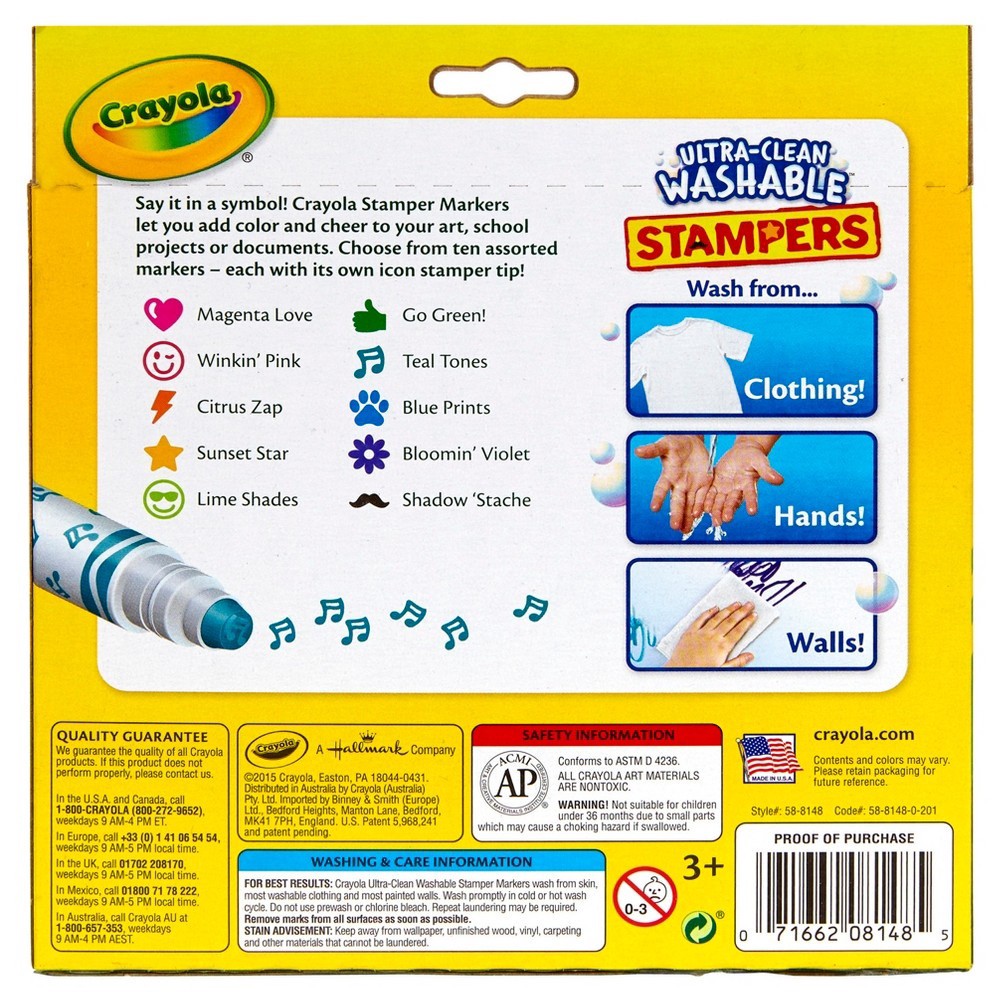 slide 5 of 8, Crayola Ultra-Clean Stamper Markers Washable, 10 ct