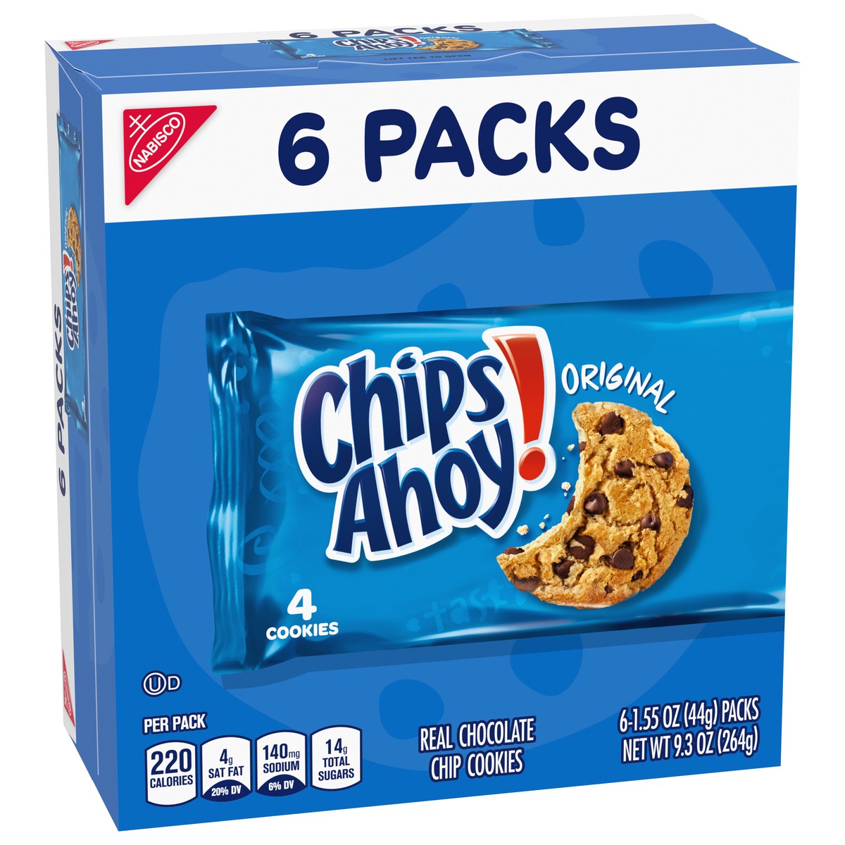slide 7 of 9, CHIPS AHOY! Original Chocolate Chip Cookies, 6 Total Snack Packs (4 Cookies Per Pack), 9.31 oz