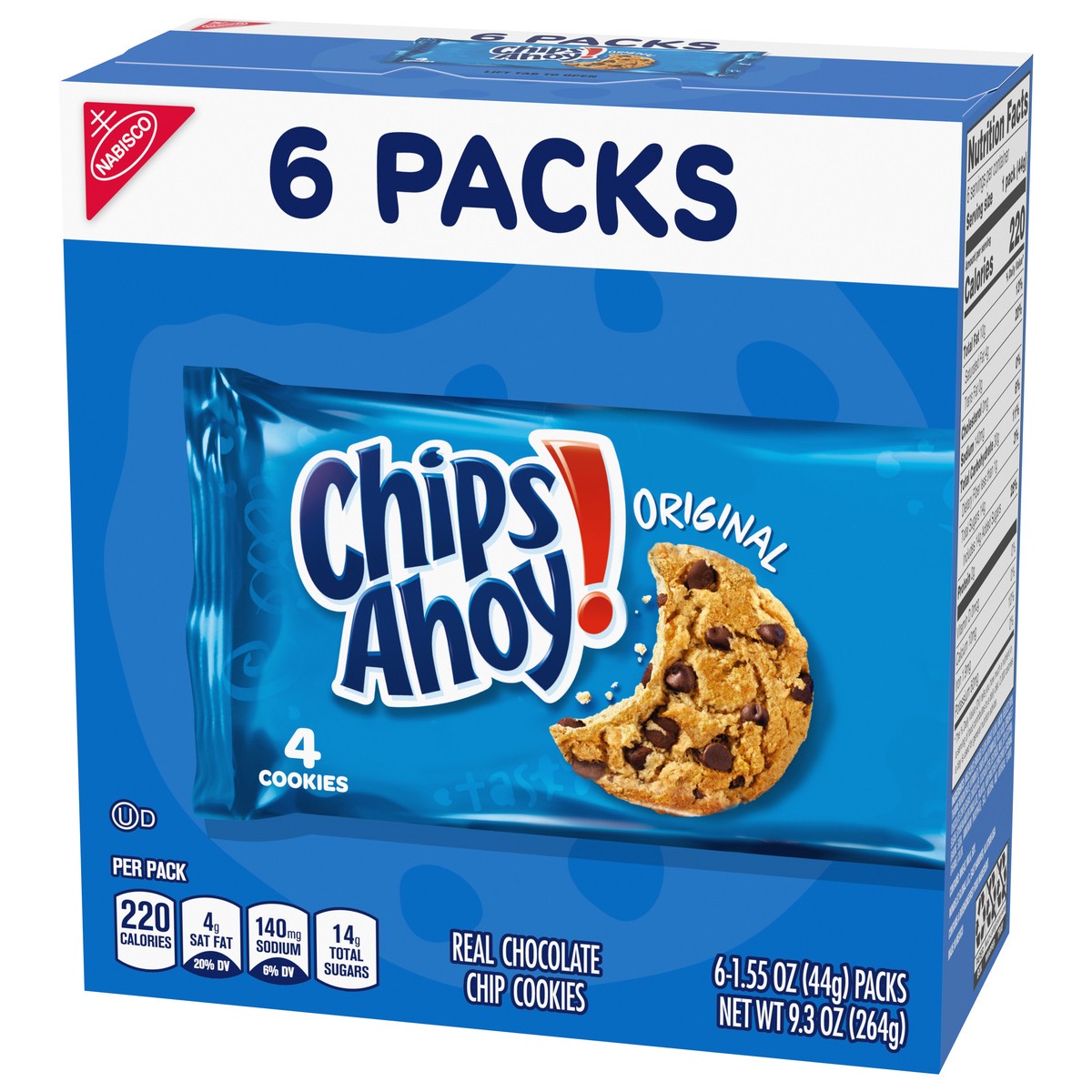 slide 5 of 9, CHIPS AHOY! Original Chocolate Chip Cookies, 6 Total Snack Packs (4 Cookies Per Pack), 9.31 oz