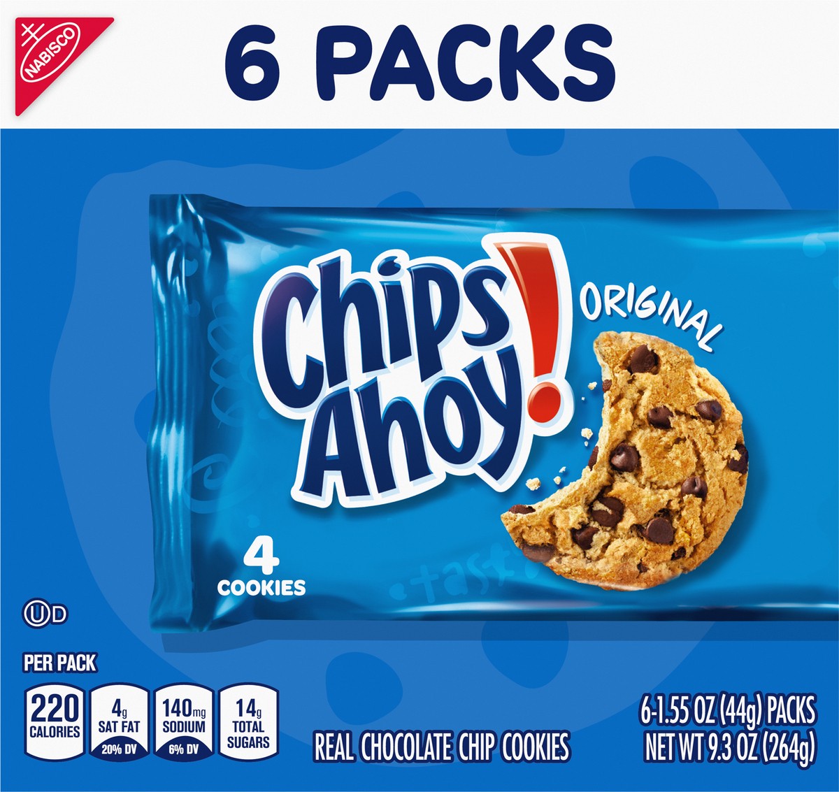 slide 9 of 9, CHIPS AHOY! Original Chocolate Chip Cookies, 6 Total Snack Packs (4 Cookies Per Pack), 9.31 oz