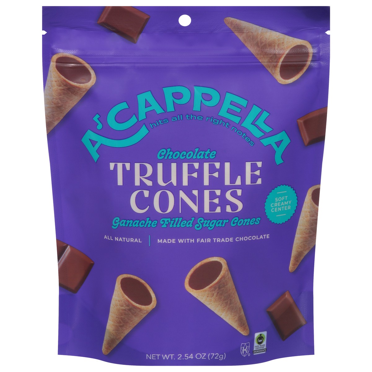 slide 1 of 9, A'Cappella Chocolate Truffles Cones 2.54 oz, 2.5 oz