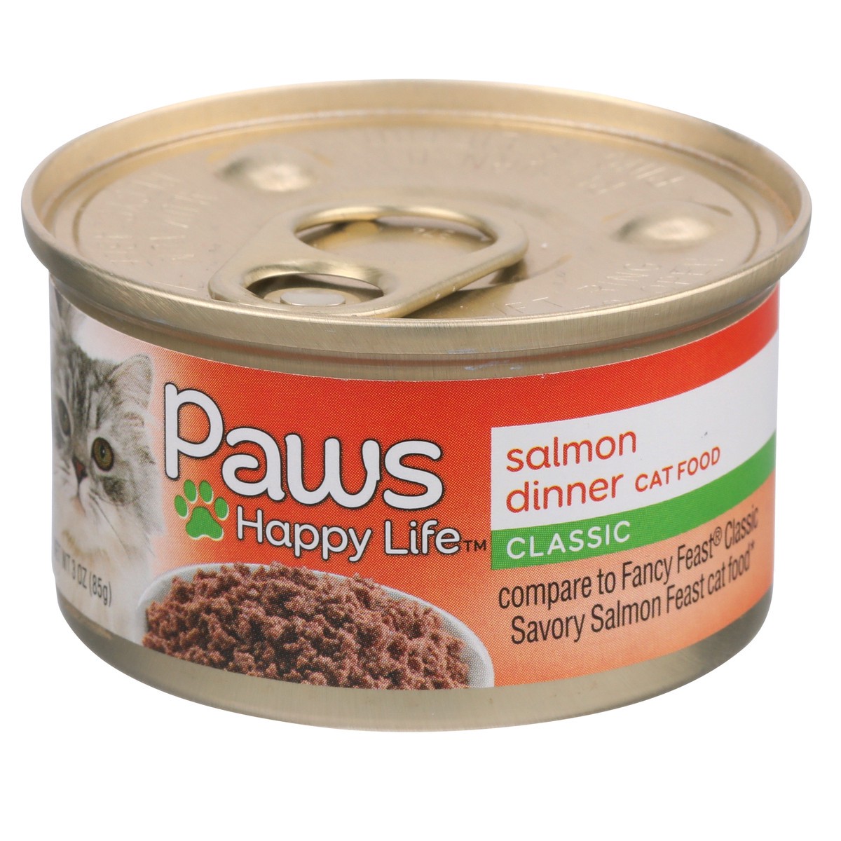 slide 3 of 9, Paws Happy Life Salmon Dinner Classic Cat Food, 3 oz