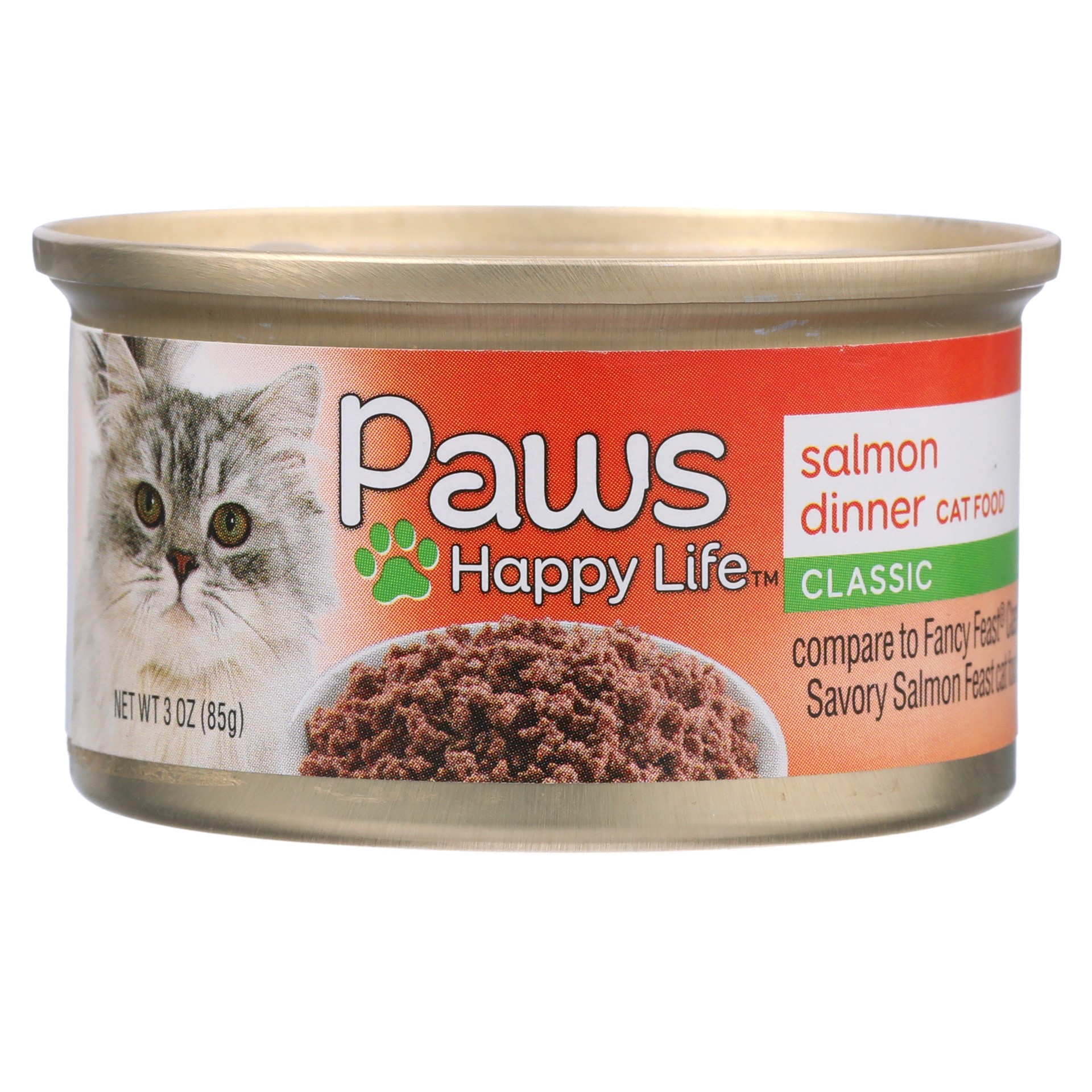 slide 1 of 6, Paws Happy Life Classic Salmon Dinner Cat Food 3 oz, 3 oz