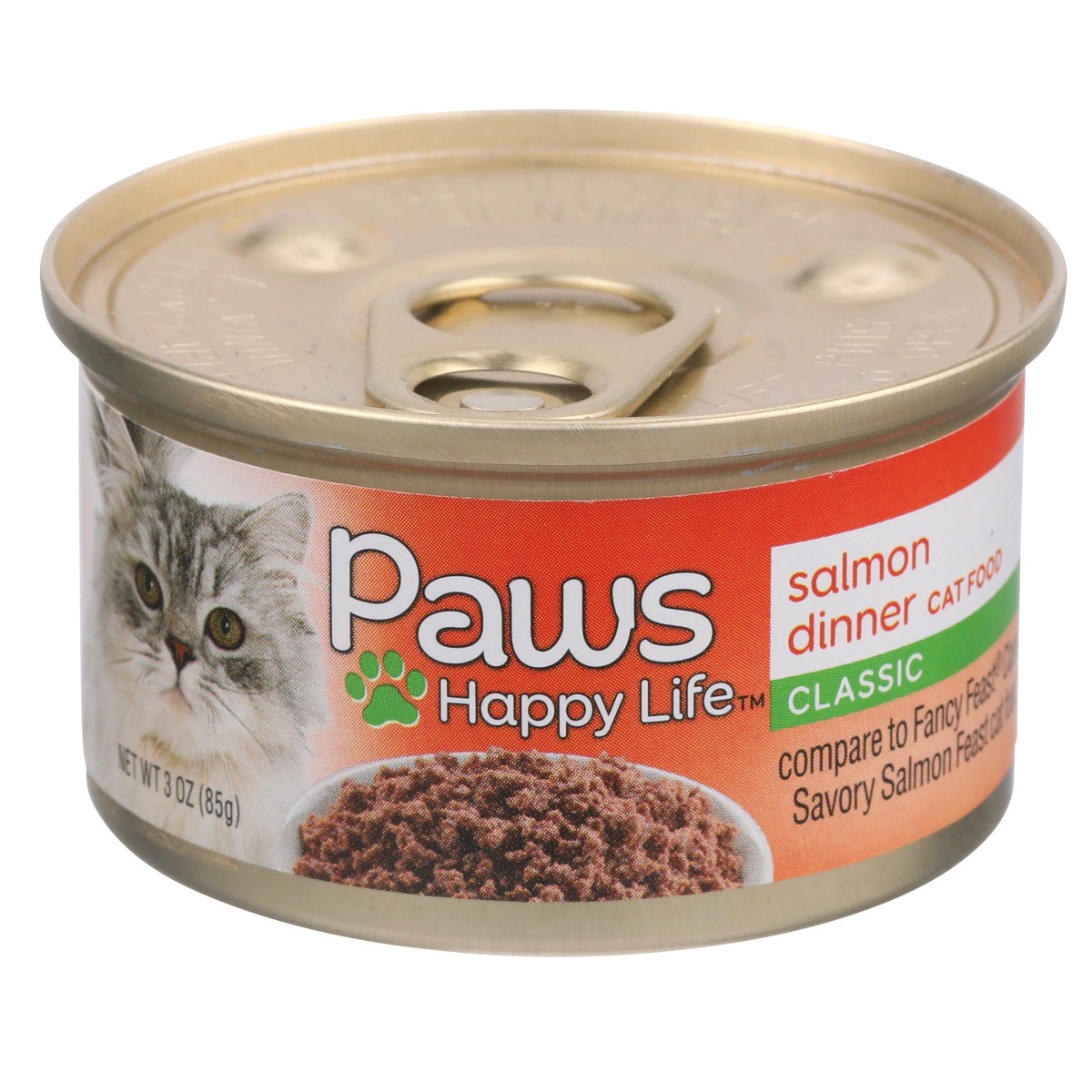 slide 1 of 9, Paws Happy Life Salmon Dinner Classic Cat Food, 3 oz