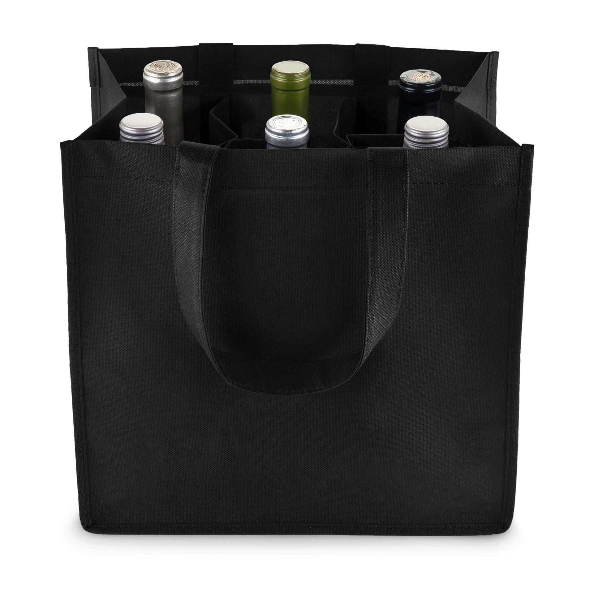 slide 3 of 3, True Fab true 6 Bottle Non Woven Tote In Black by True, 1 ct