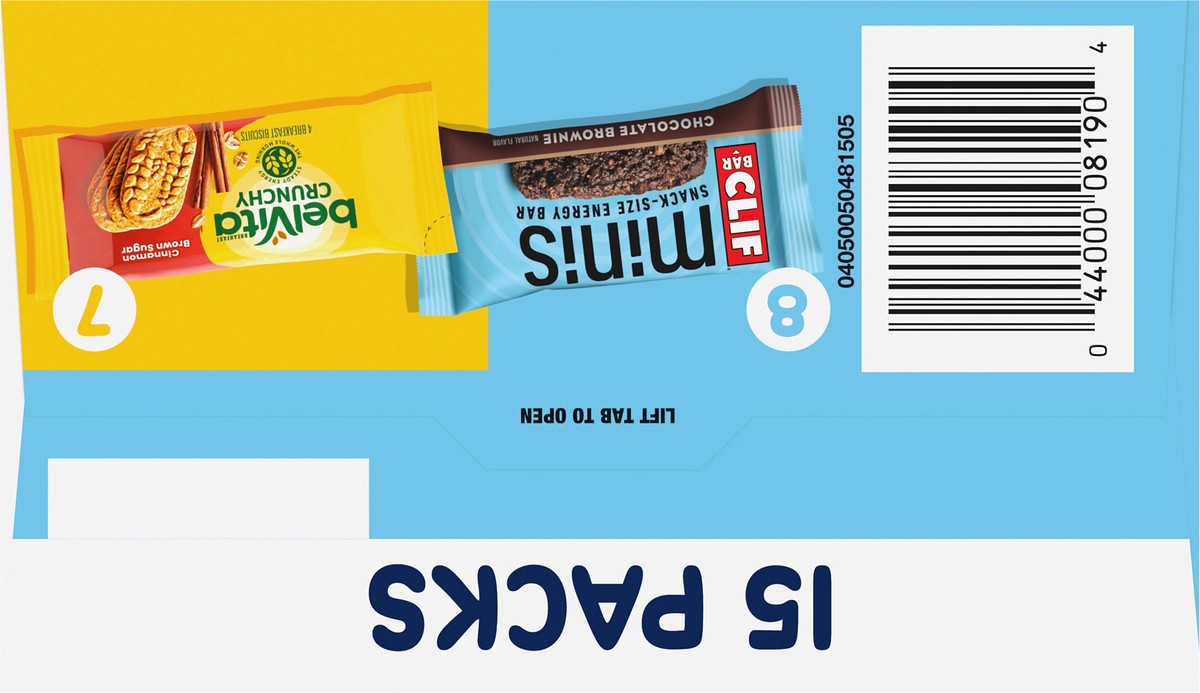 slide 7 of 14, Mixed CLIF BAR Minis Energy Bars & belVita Crunchy Breakfast Biscuits, Snack Variety Pack, 15 Snack Packs, 20.24 oz