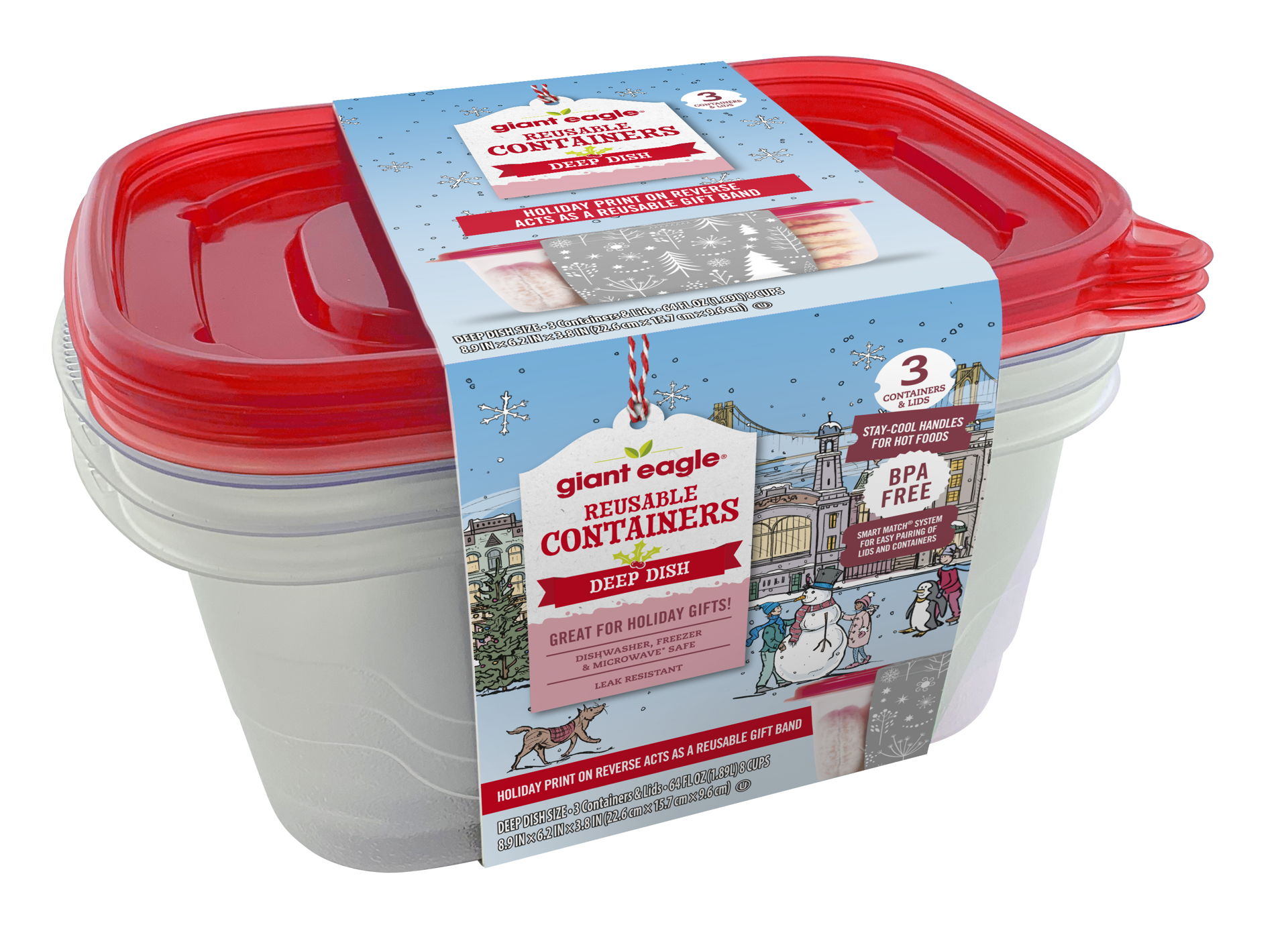 slide 1 of 1, Ge Family Size Holiday Container Red Led, 128 oz