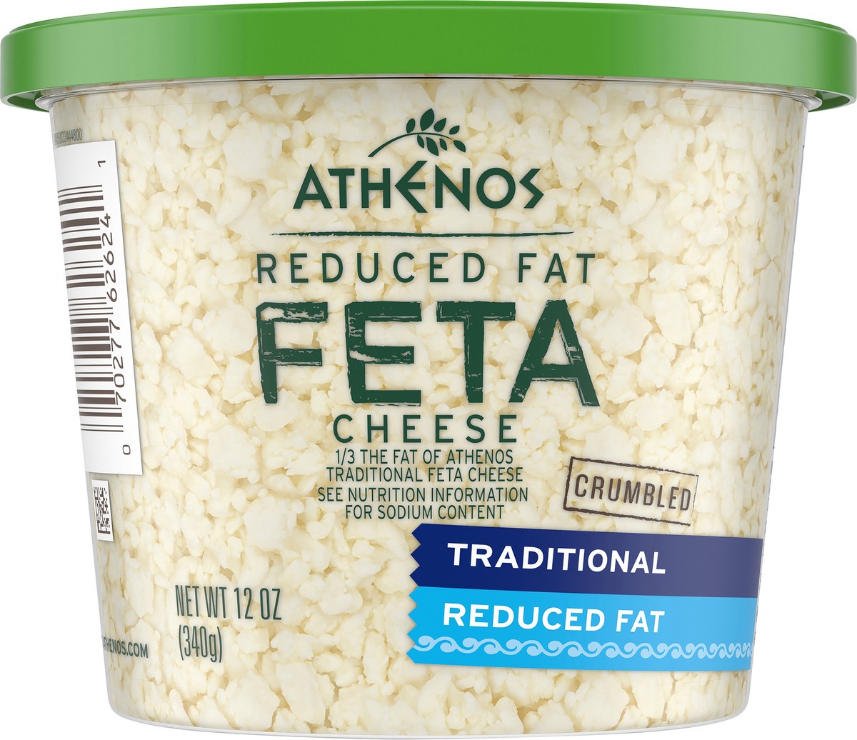 slide 5 of 9, Athenos Traditional Crumbled Feta Cheese with Reduced Fat, 12 oz Tub, 12 oz