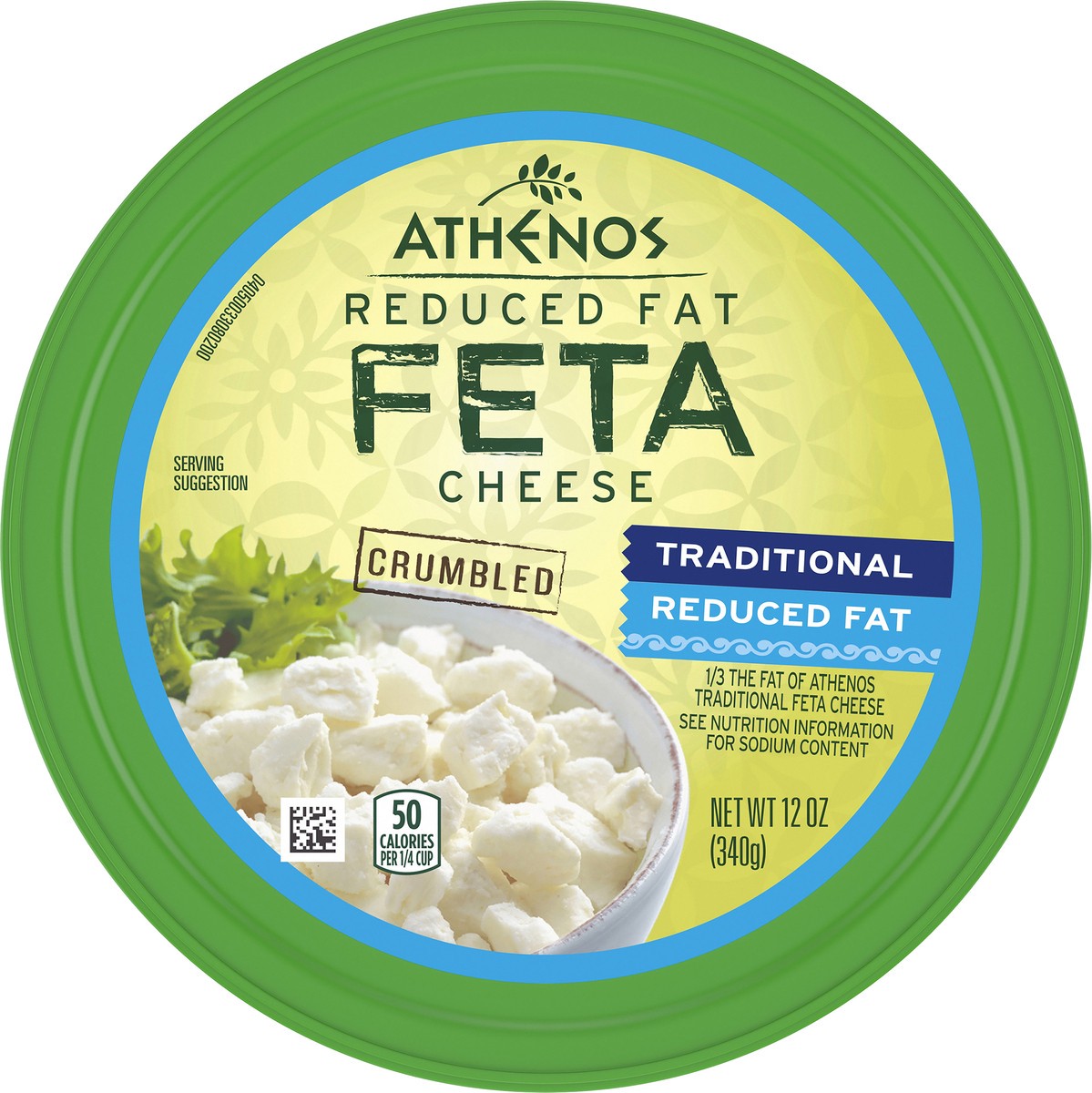 slide 8 of 9, Athenos Traditional Crumbled Feta Cheese with Reduced Fat, 12 oz Tub, 12 oz