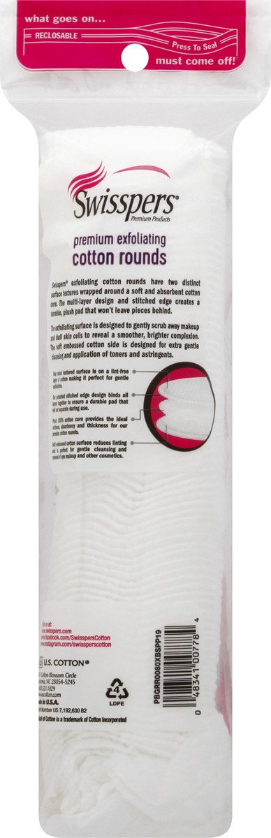 slide 5 of 10, Swisspers Exfoliating Cotton Rounds 80 ea, 80 ct