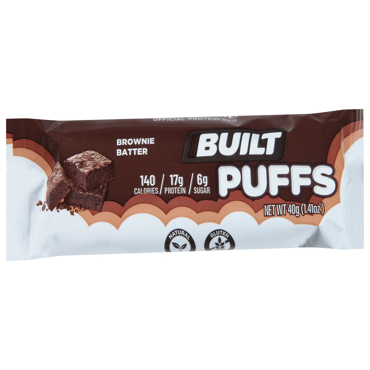 slide 7 of 9, Built Bar Protein Bar with a light, fluffy marshmallowy texture. Covered in premium chocolatey deliciousness., 1.41 oz