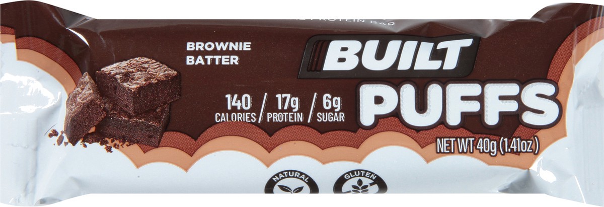 slide 6 of 9, Built Bar Protein Bar with a light, fluffy marshmallowy texture. Covered in premium chocolatey deliciousness., 1.41 oz