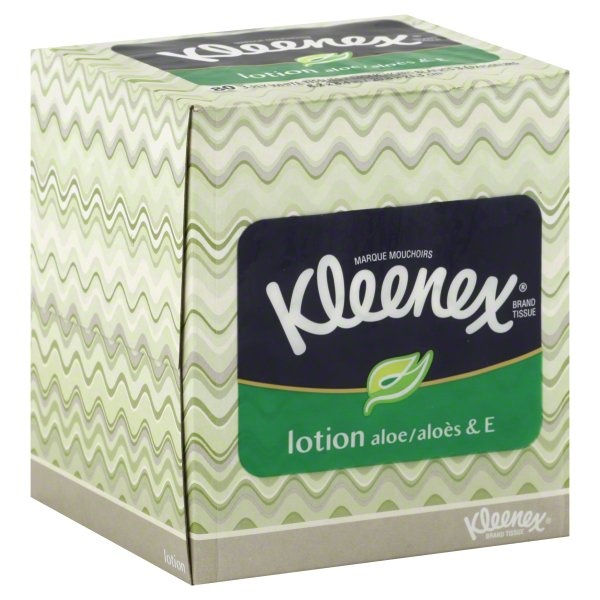 slide 1 of 1, Kleenex Tissues, Lotion Aloe & E, White, 3-Ply, 80 ct