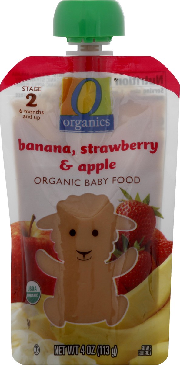 slide 6 of 7, O Organics Baby Food, Organic, Banana, Strawberry & Apple, 2 (6 Months & Up), 4 oz