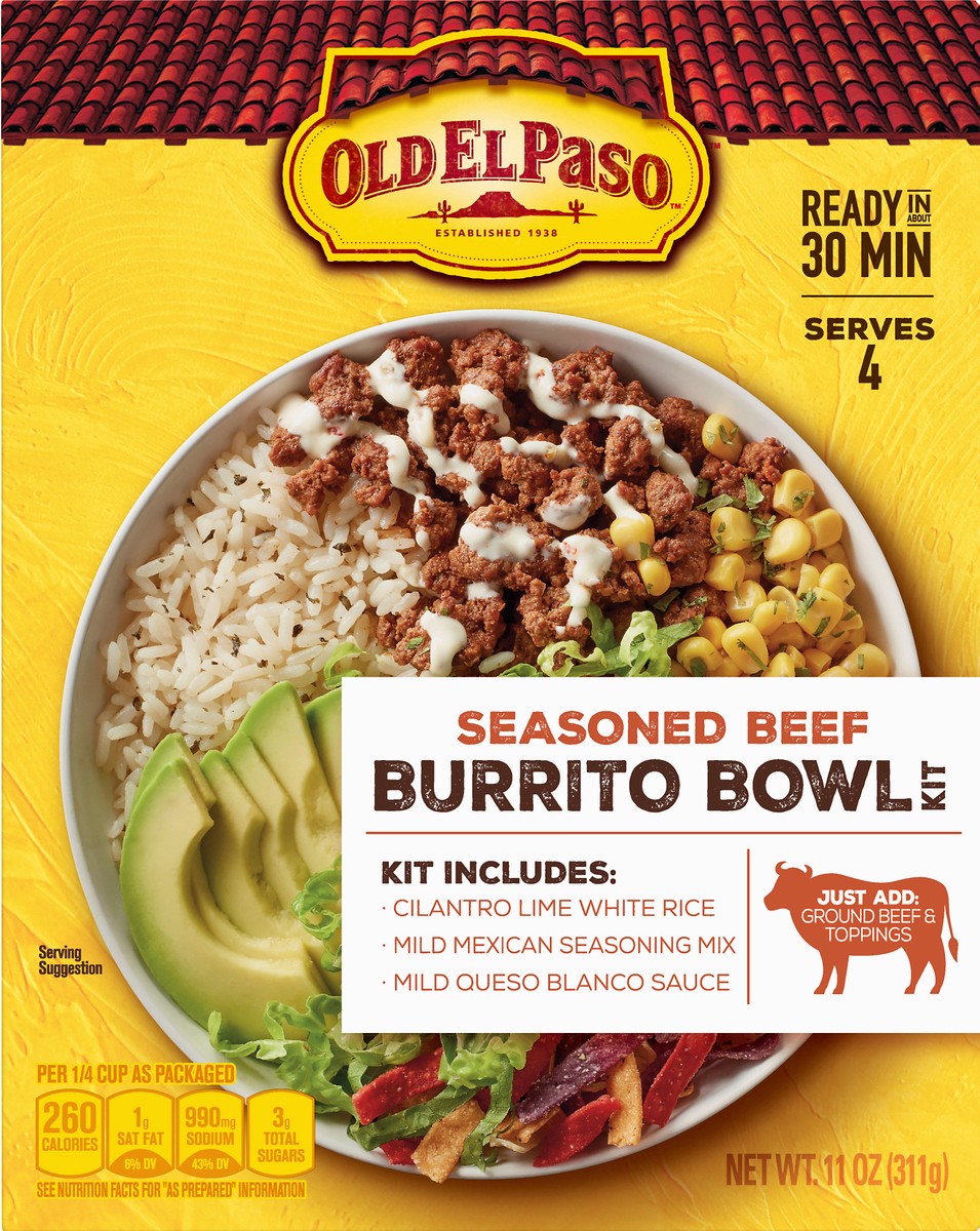 slide 4 of 9, Old El Paso Seasoned Beef Burrito Bowl Kit 11 oz, 11 oz