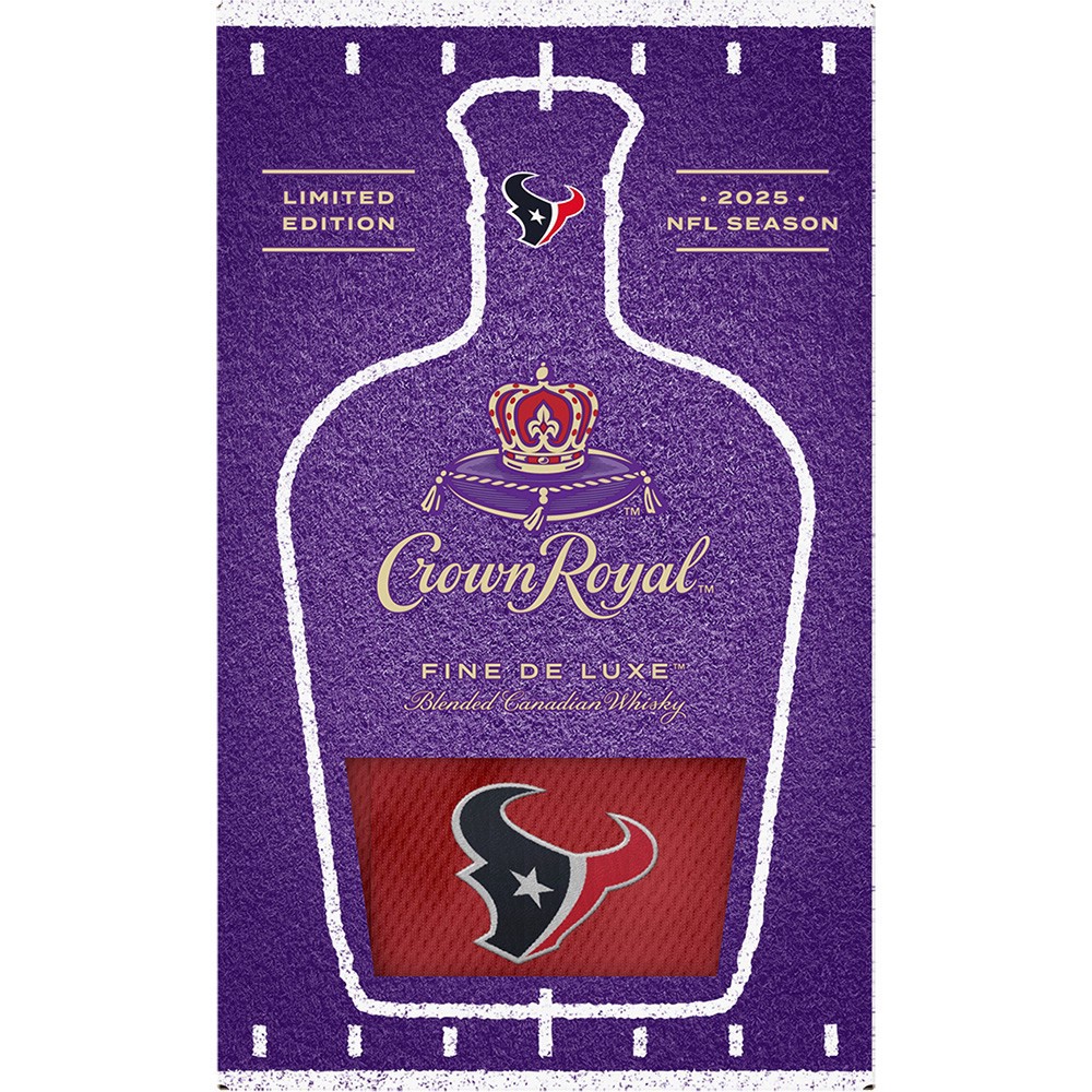 slide 1 of 1, Crown Royal Fine De Luxe Blended Canadian Whisky, 750 mL Bottle with Houston Texans Bag, 750 ml