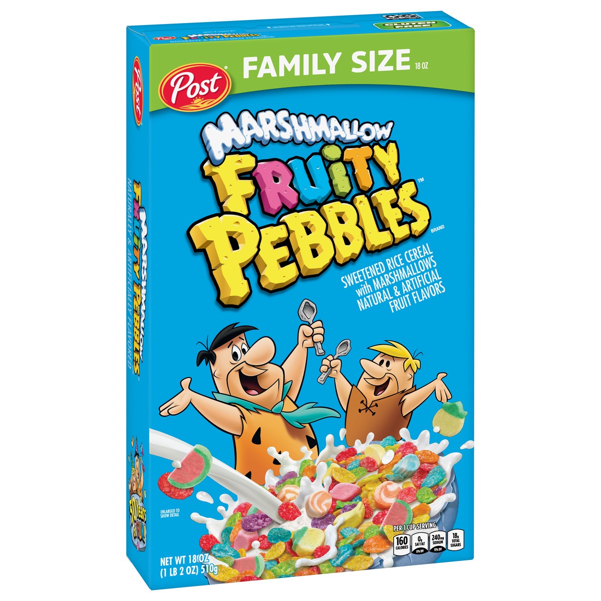slide 2 of 9, Post Fruity PEBBLES Marshmallow Cereal, 18 OZ Box, 18 oz