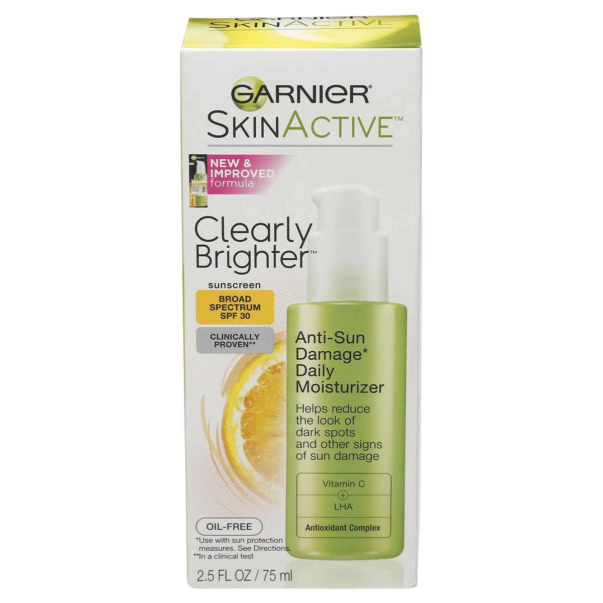 slide 1 of 4, Garnier Skin Active Clearly Brighter Anti-Sun Damage Daily Moisturizer, 2.5 fl oz