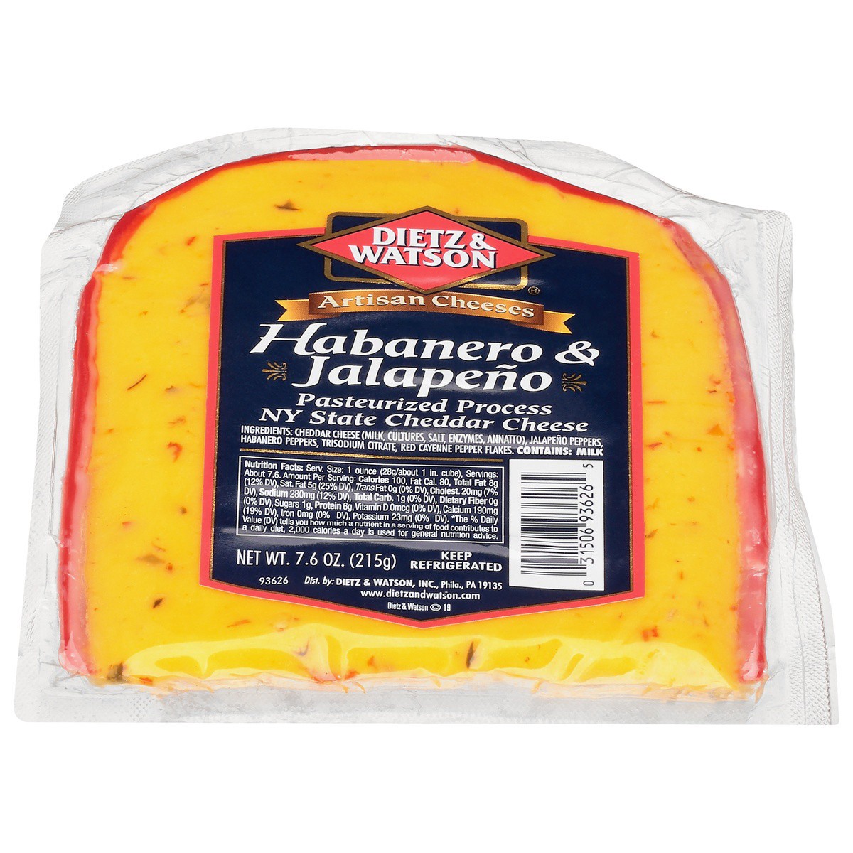 slide 1 of 11, Dietz & Watson NY State Habanero & Jalapeno Cheddar Cheese 7.6 oz, 7.6 oz