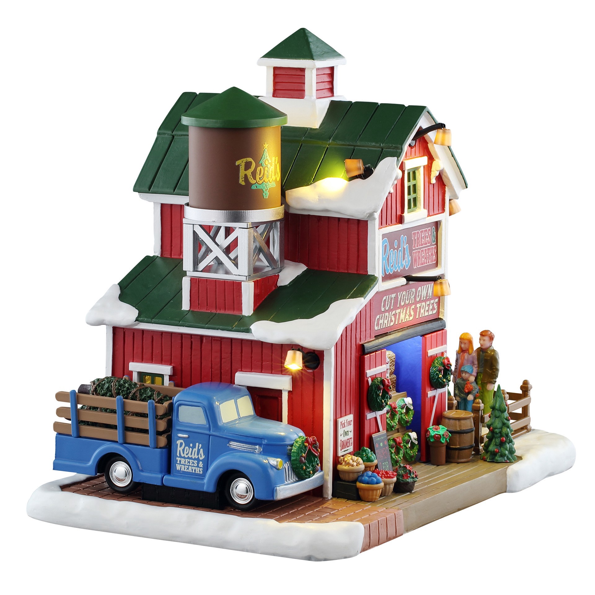 slide 2 of 5, Lemax Harvest Crossing Reid's Trees & Wreaths, 7.56 in x 8.86 in x 6.1 in