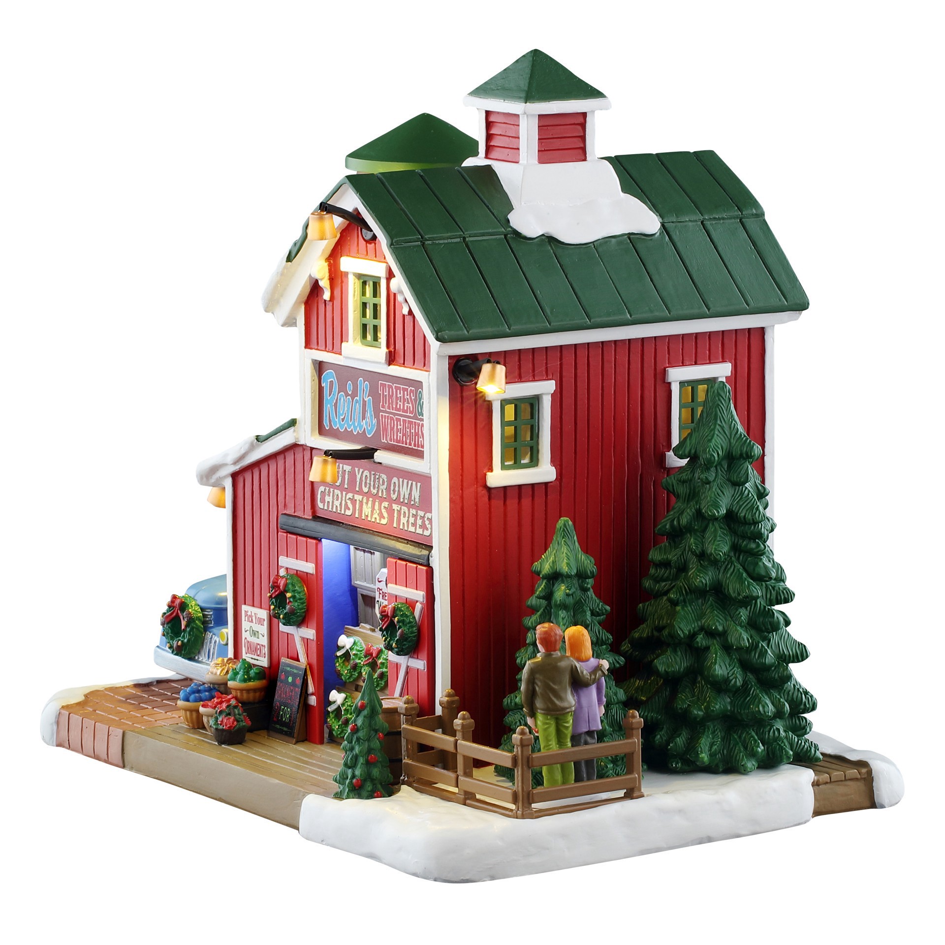 slide 4 of 5, Lemax Harvest Crossing Reid's Trees & Wreaths, 7.56 in x 8.86 in x 6.1 in