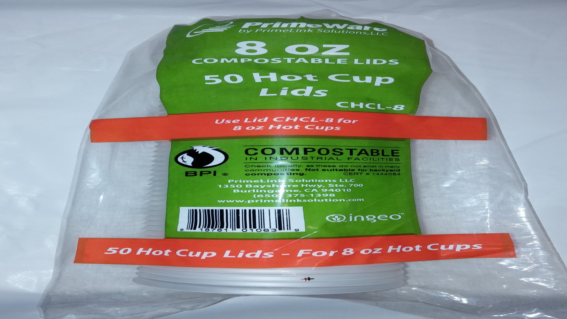 slide 1 of 1, Primeware Hot Cup Lids Compostable Fits 8 Oz, 50 ct