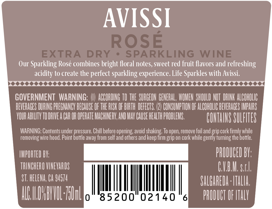 slide 2 of 4, Avissi Rose Prosecco Italy, 750 ml