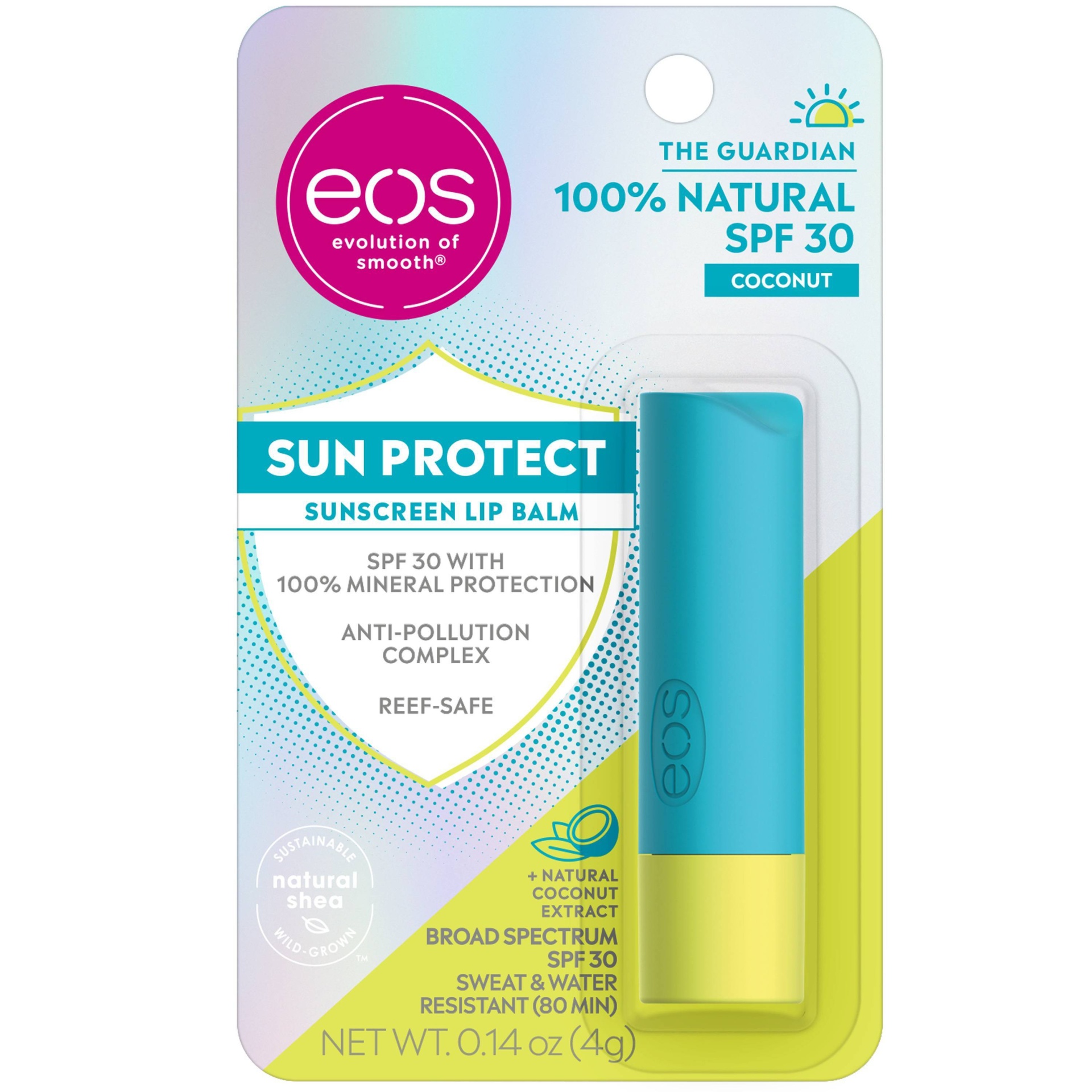 slide 1 of 1, eos Natural SPF 30 Lip Balm Stick - Coconut, 0.14 oz