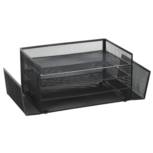 slide 1 of 3, Brenton Studio Black Mesh 4-Shelf 2-Sided Desk Sorter, 1 ct