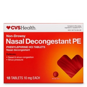 slide 1 of 1, CVS Health Non-Drowsy Nasal Decongestant PE, 18 ct; 10 mg