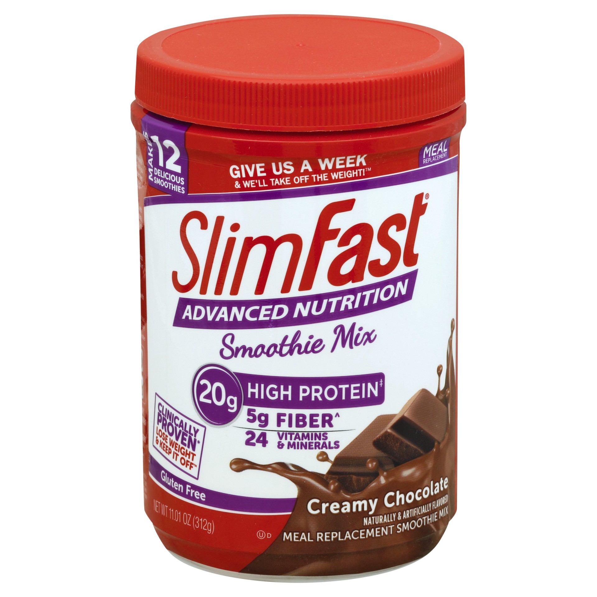 slide 1 of 9, SlimFast Advanced Nutrition Smoothie High Protein Drink Mix - Creamy Chocolate, 11.01 oz