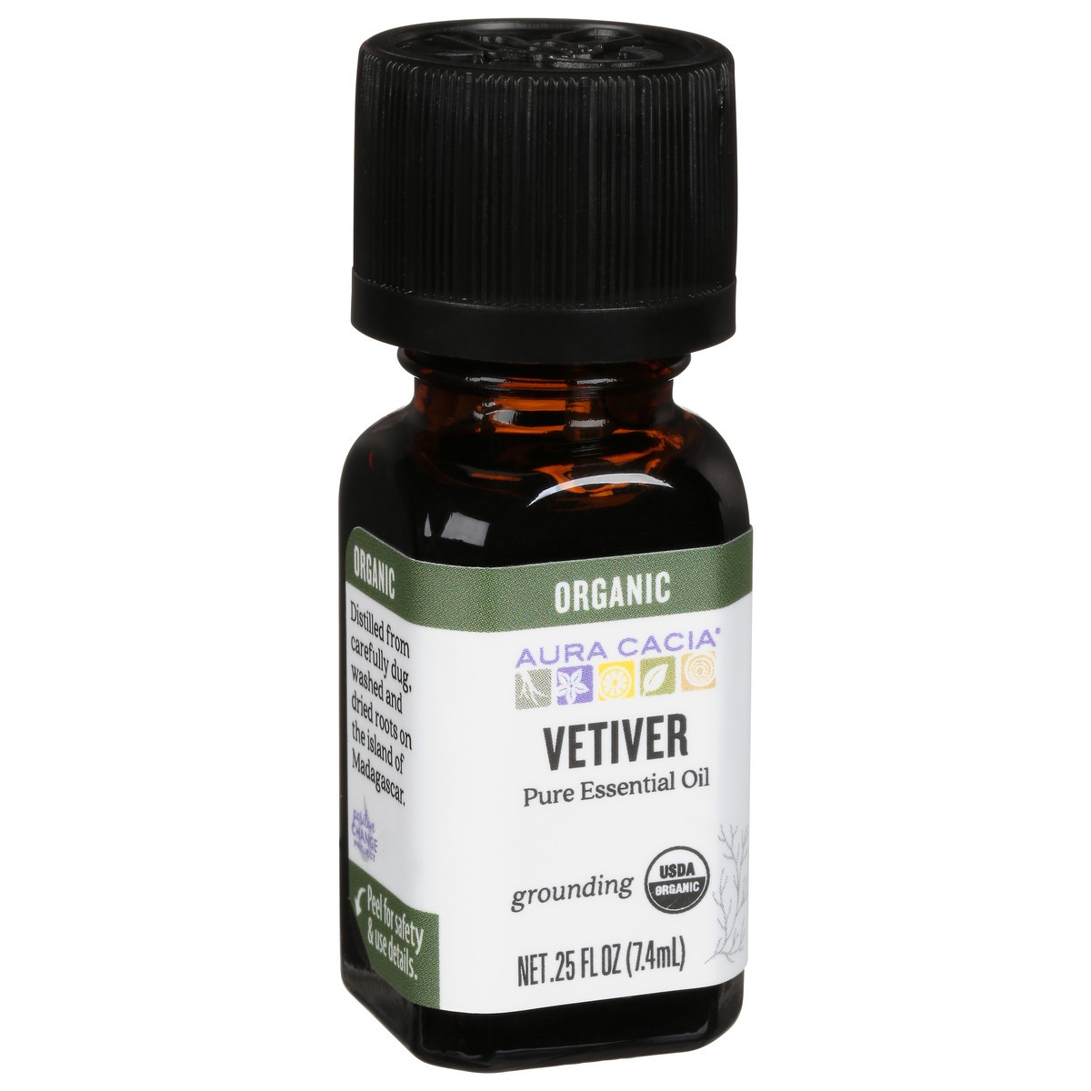 slide 5 of 11, Aura Cacia Grounding Organic Vetiver Pure Essential Oil 0.25 fl oz, 0.25 fl oz