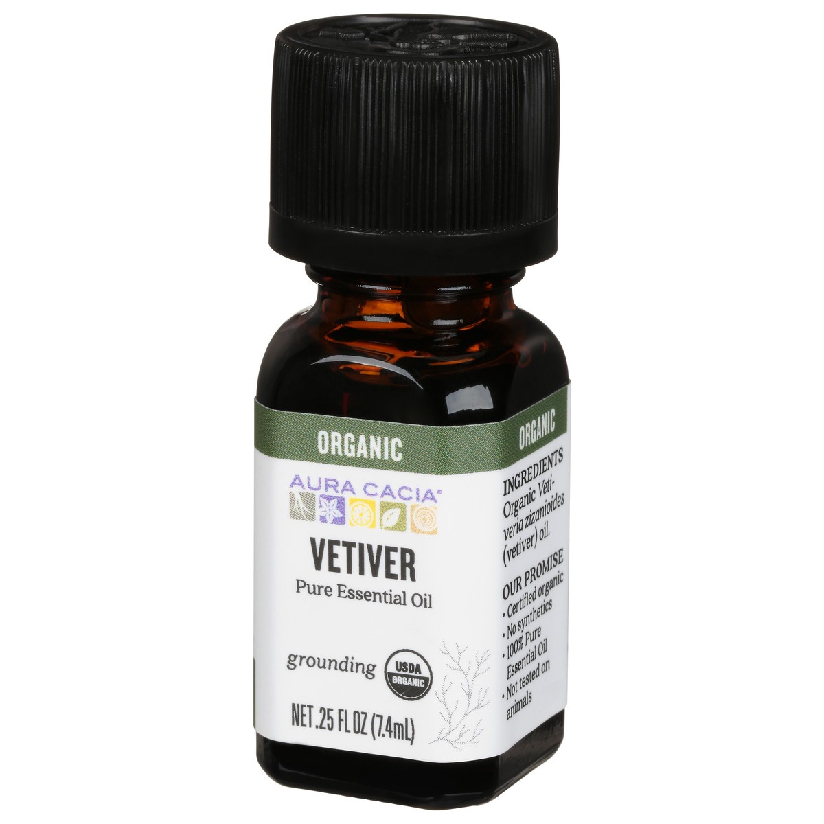 slide 4 of 11, Aura Cacia Grounding Organic Vetiver Pure Essential Oil 0.25 fl oz, 0.25 fl oz