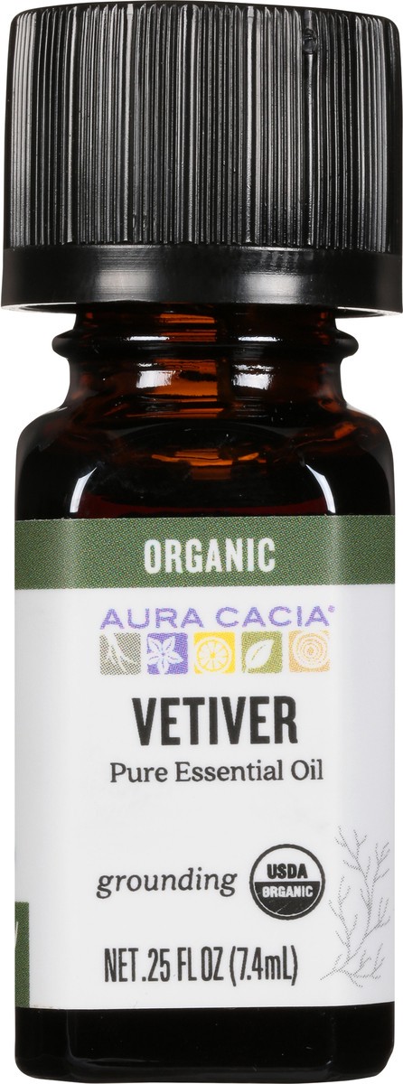 slide 8 of 11, Aura Cacia Grounding Organic Vetiver Pure Essential Oil 0.25 fl oz, 0.25 fl oz