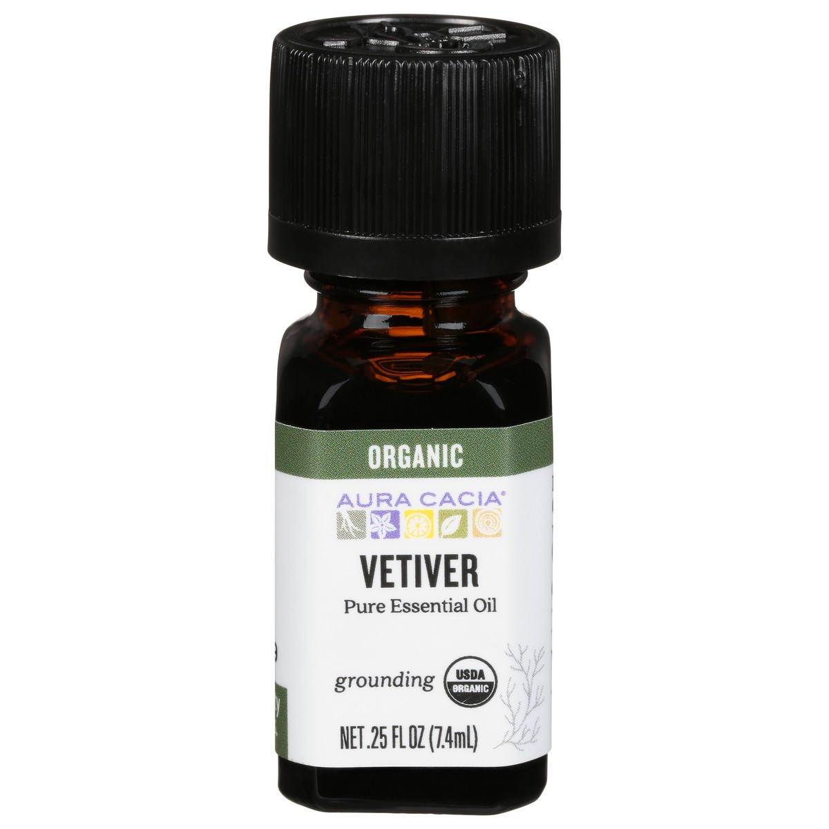 slide 1 of 11, Aura Cacia Grounding Organic Vetiver Pure Essential Oil 0.25 fl oz, 0.25 fl oz