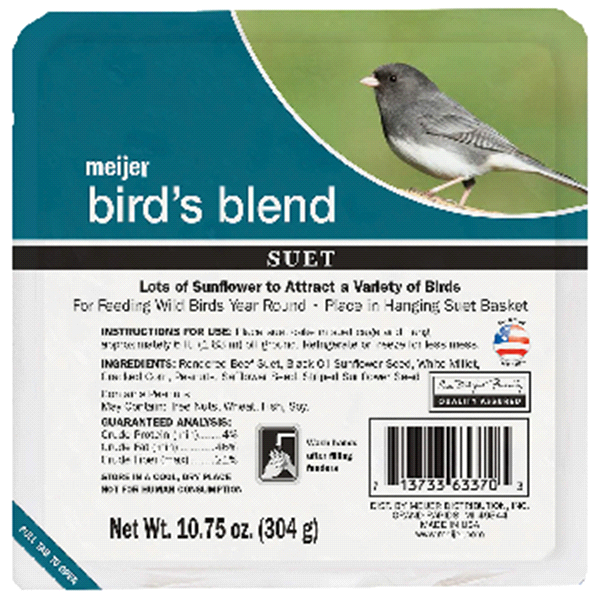 slide 1 of 1, Meijer Bird's Blend Wild Bird Suet, 10.75 oz