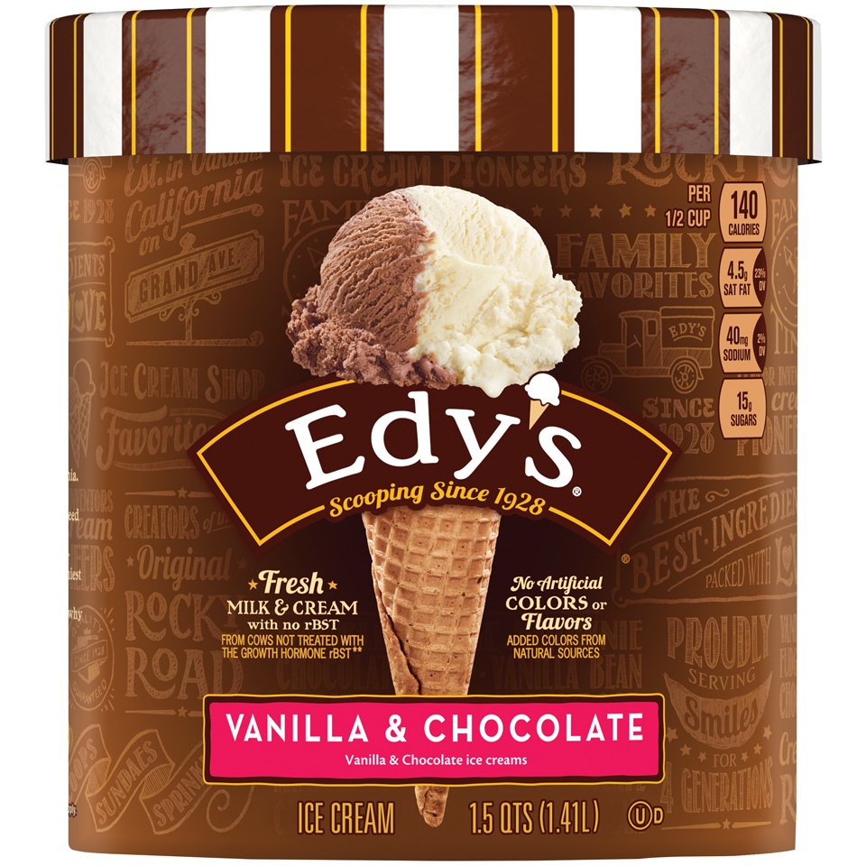 slide 1 of 6, Edy's Vanilla Chocolate Grand Ice Cream, 48 oz