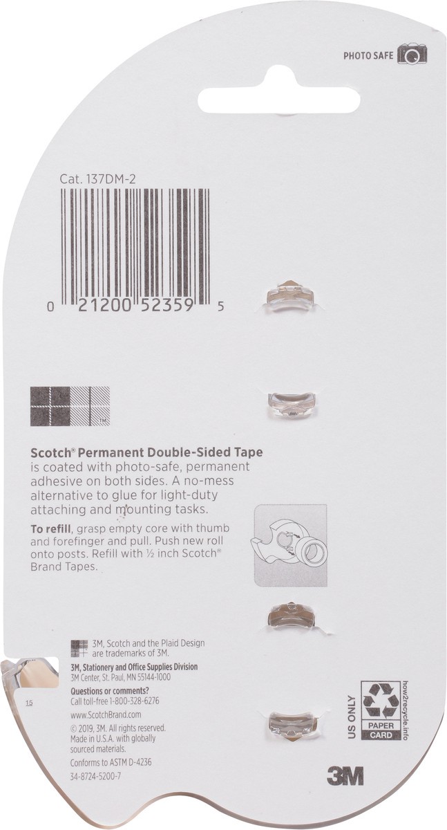 slide 4 of 9, Scotch Permanent Double Sided Tape, 2 ct; 1/2 in x 400 in