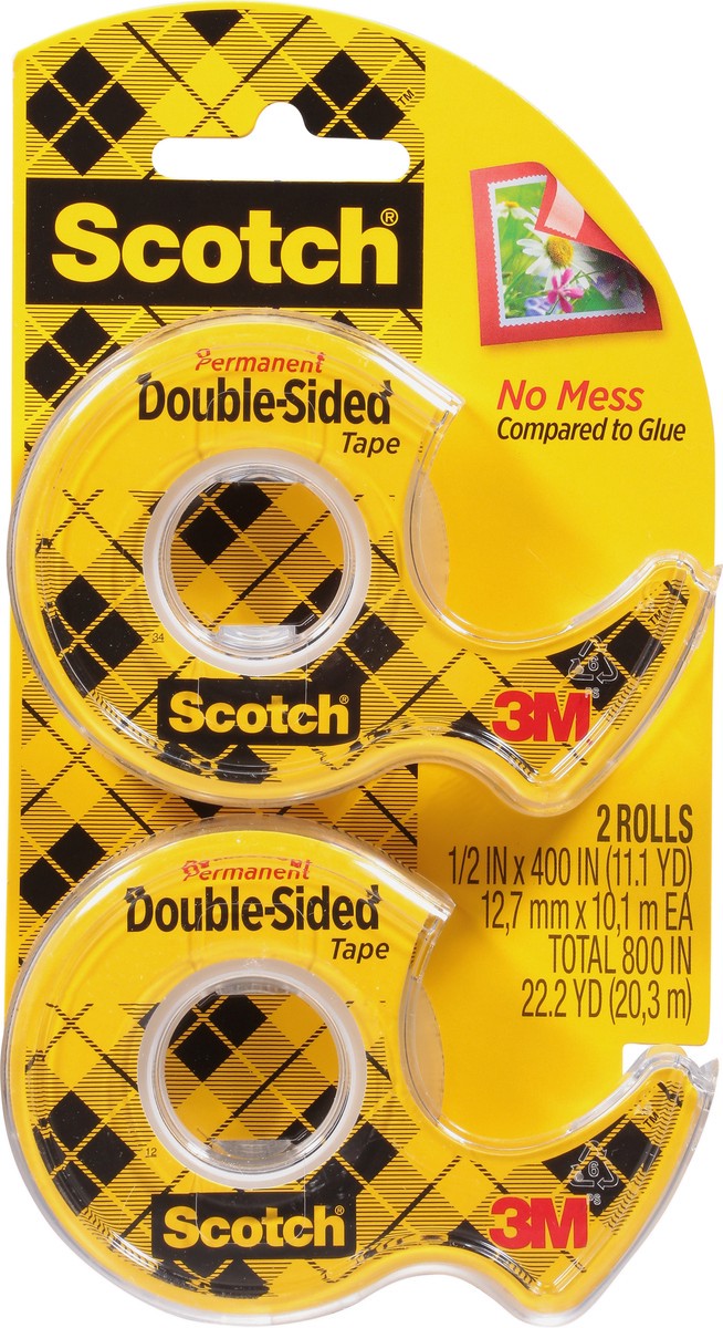 slide 9 of 9, Scotch Permanent Double Sided Tape, 2 ct; 1/2 in x 400 in